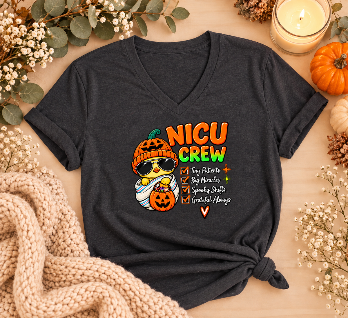 NICU Crew Halloween Checklist Tee – Tiny Patients, Big Miracles