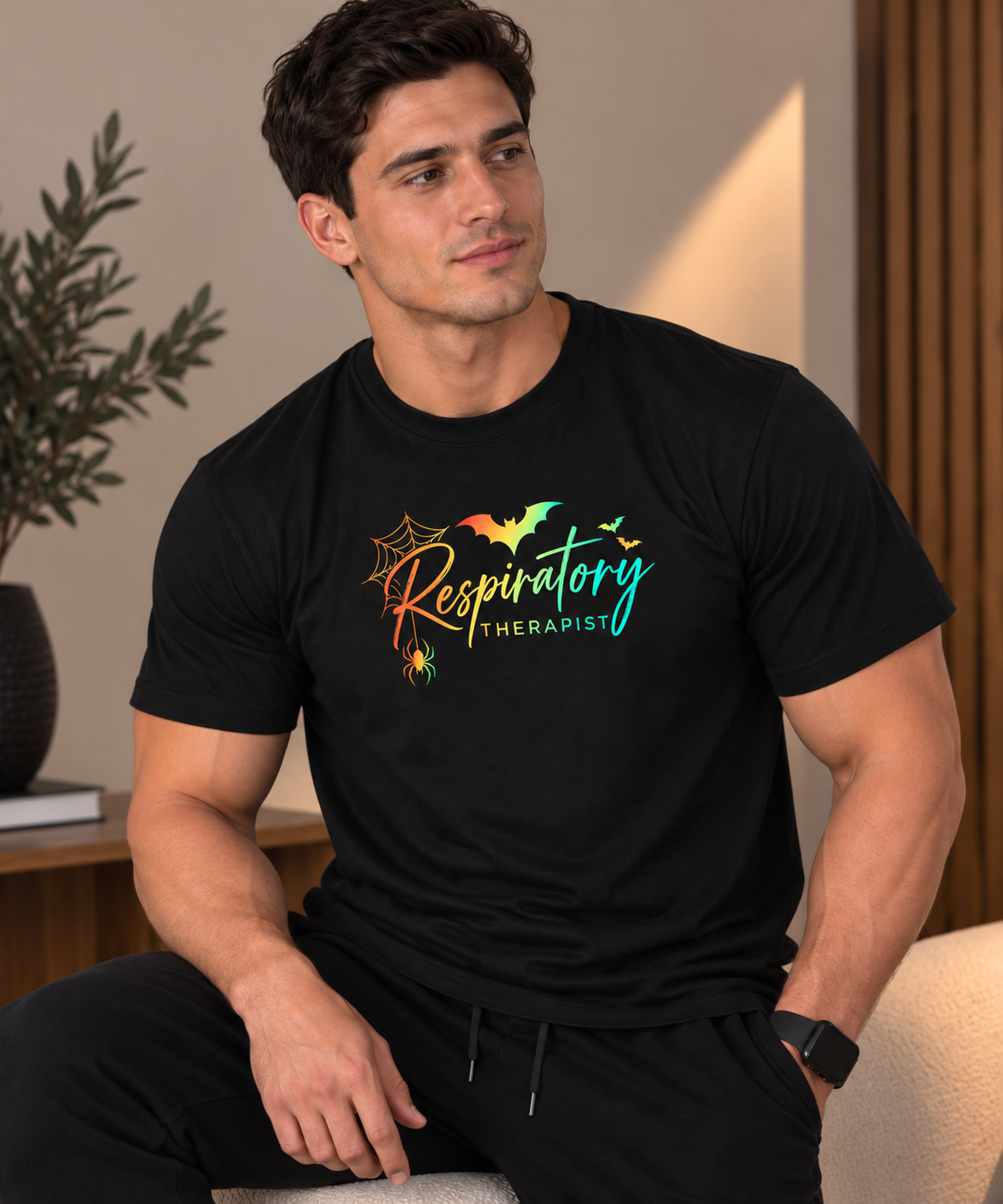 Respiratory Therapist Halloween Unisex Tee | Spooky RT Spider & Bat Shirt