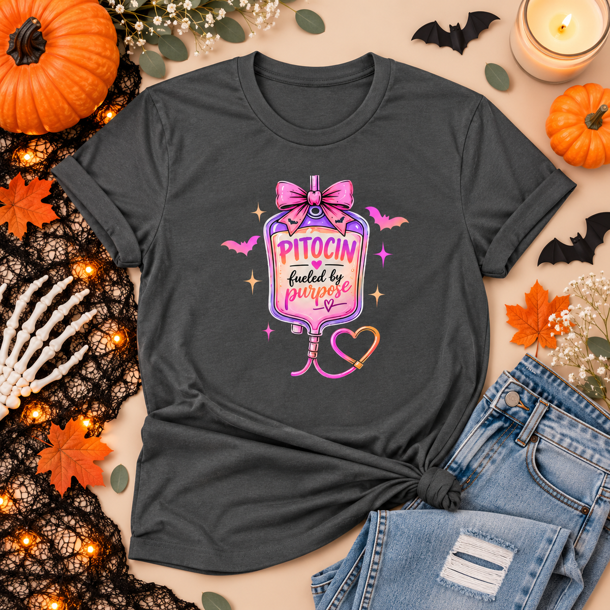 Pitocin Fueled by Purpose L&D Nurse Halloween Tee