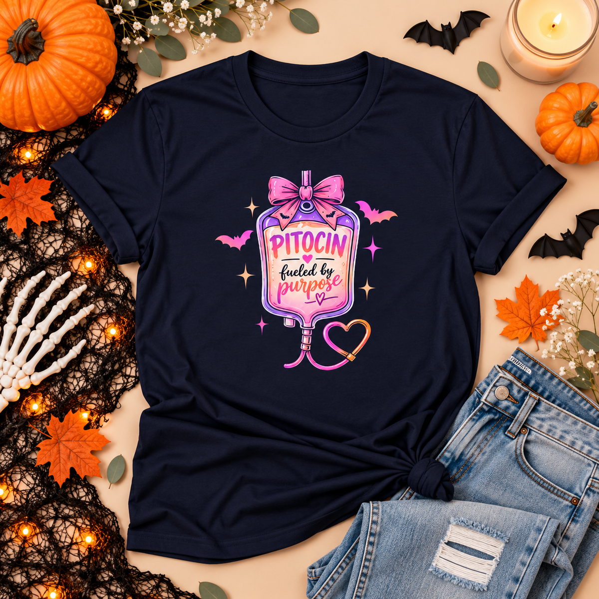 Pitocin Fueled by Purpose L&D Nurse Halloween Tee