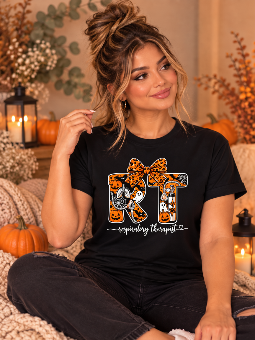 Respiratory Therapist Halloween Tee – RT Spooky Bow Shirt