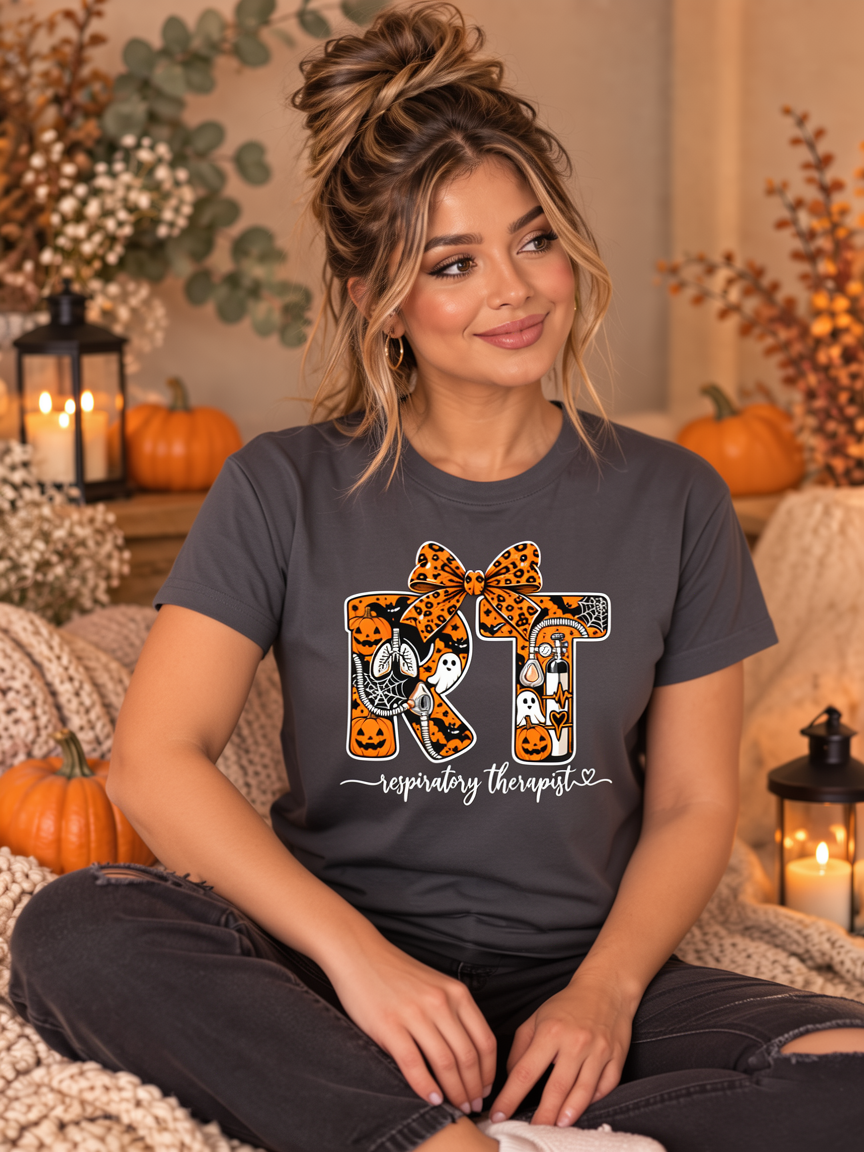 Respiratory Therapist Halloween Tee – RT Spooky Bow Shirt