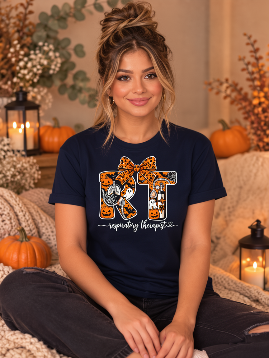 Respiratory Therapist Halloween Tee – RT Spooky Bow Shirt
