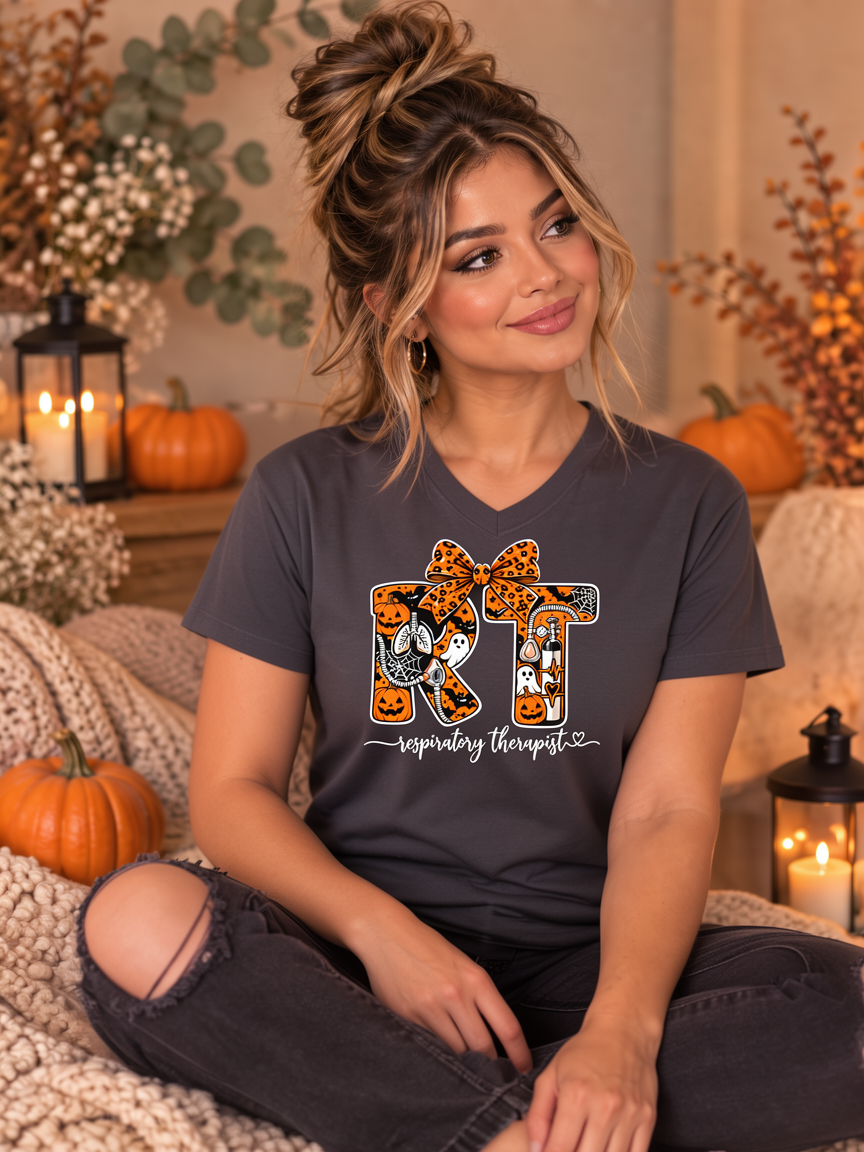 Respiratory Therapist Halloween Tee – RT Spooky Bow Shirt