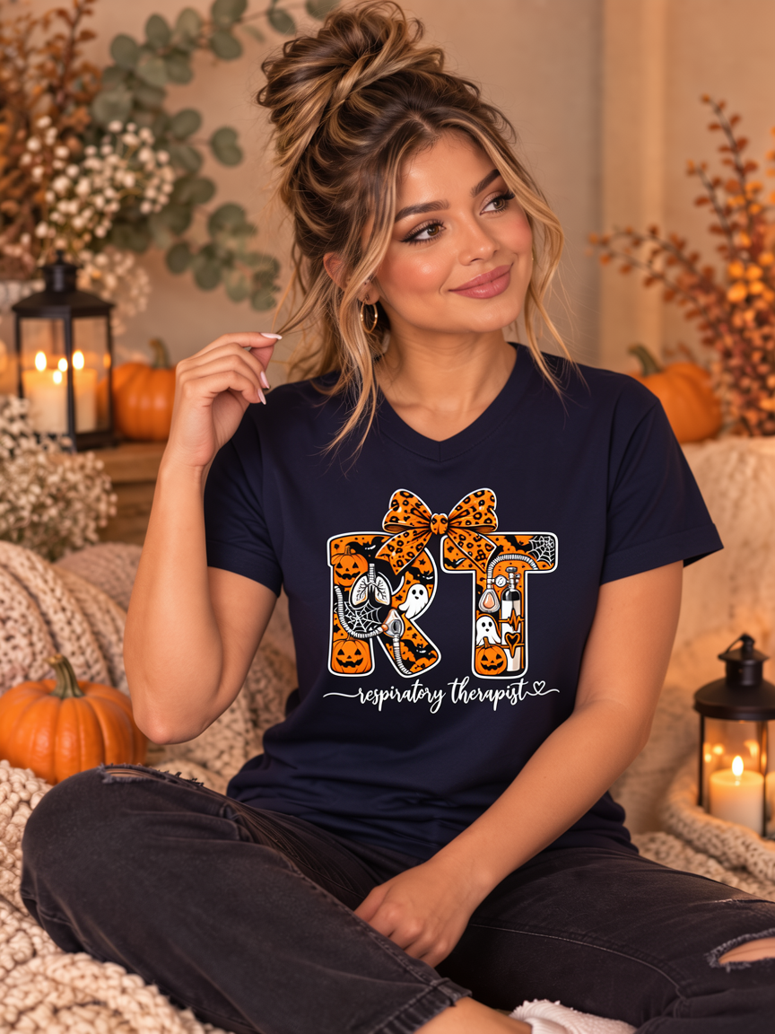 Respiratory Therapist Halloween Tee – RT Spooky Bow Shirt