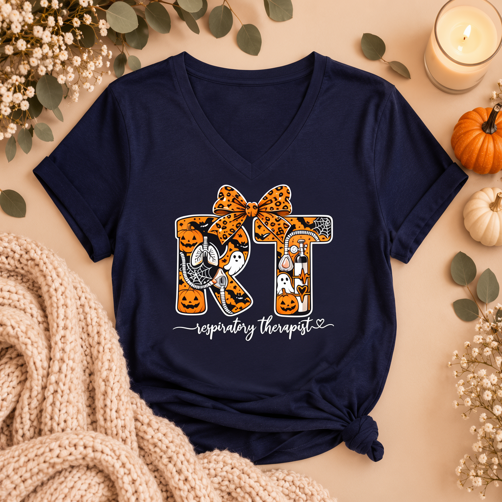 Respiratory Therapist Halloween Tee – RT Spooky Bow Shirt