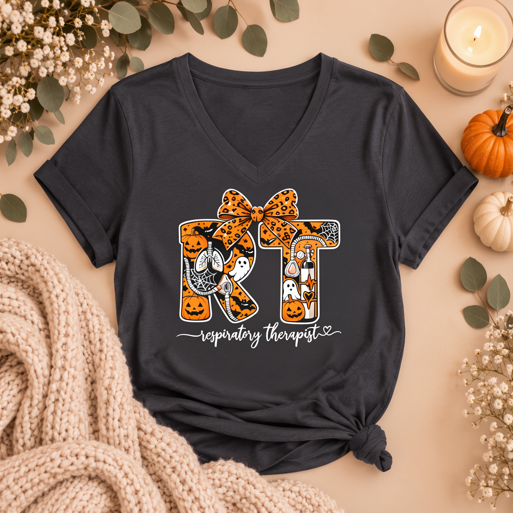 Respiratory Therapist Halloween Tee – RT Spooky Bow Shirt