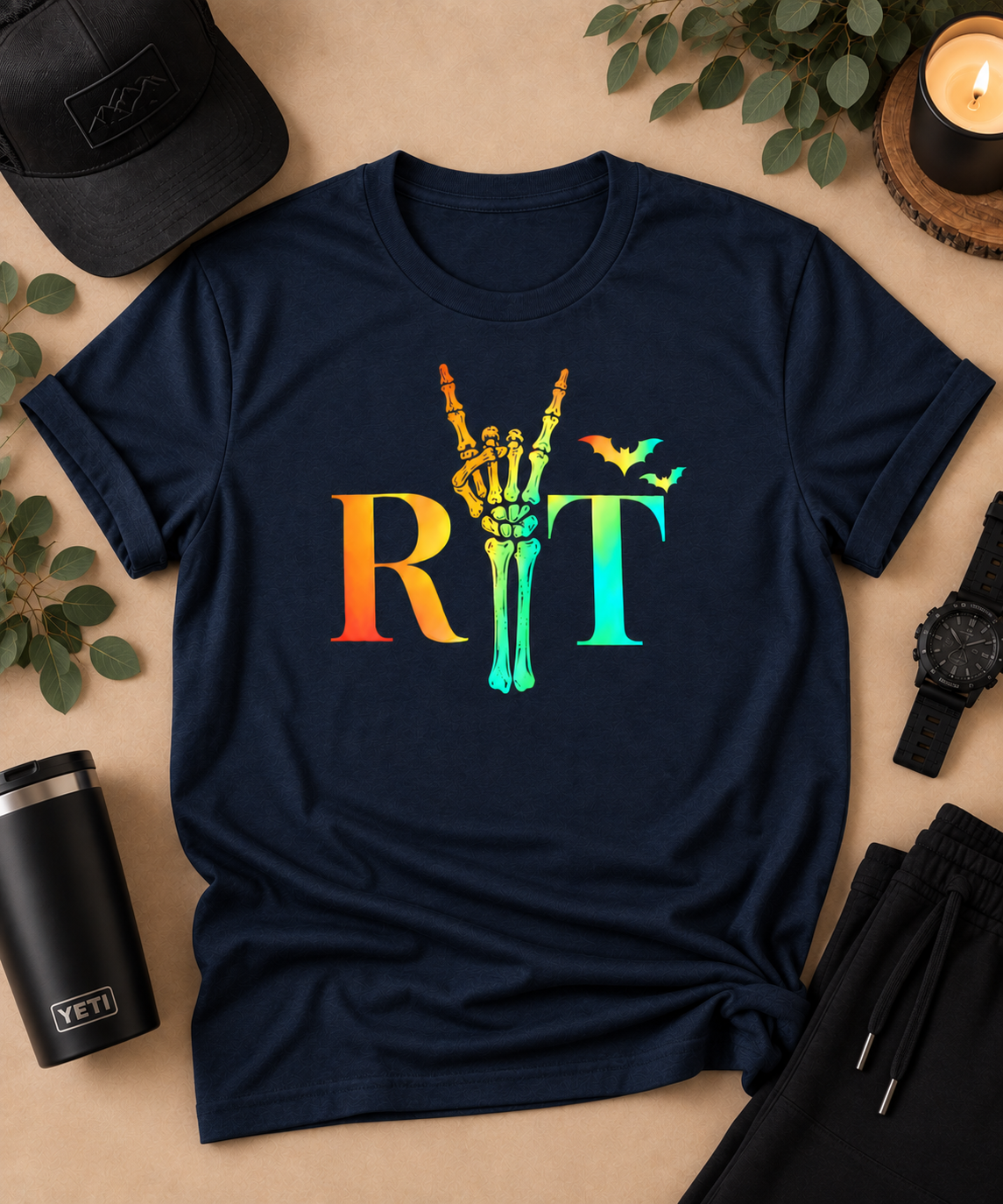 RT Skeleton Hand Halloween Unisex Tee | Respiratory Therapist Spooky Season Shirt