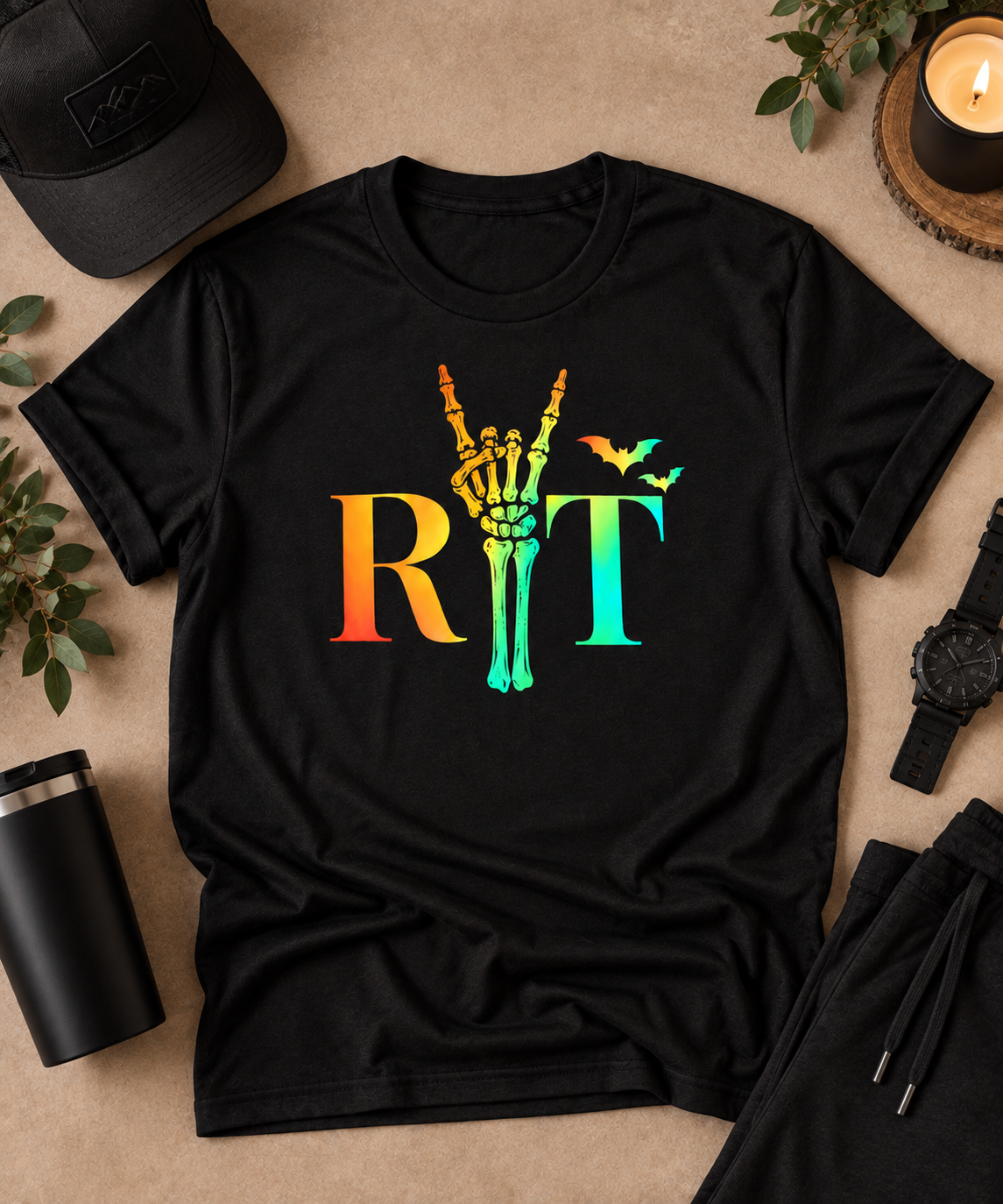 RT Skeleton Hand Halloween Unisex Tee | Respiratory Therapist Spooky Season Shirt