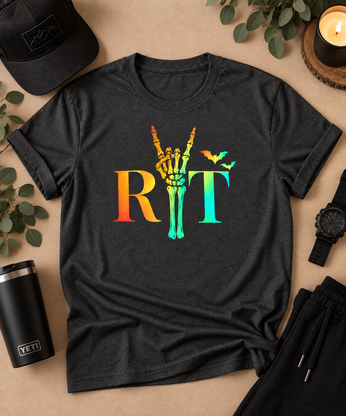 RT Skeleton Hand Halloween Unisex Tee | Respiratory Therapist Spooky Season Shirt
