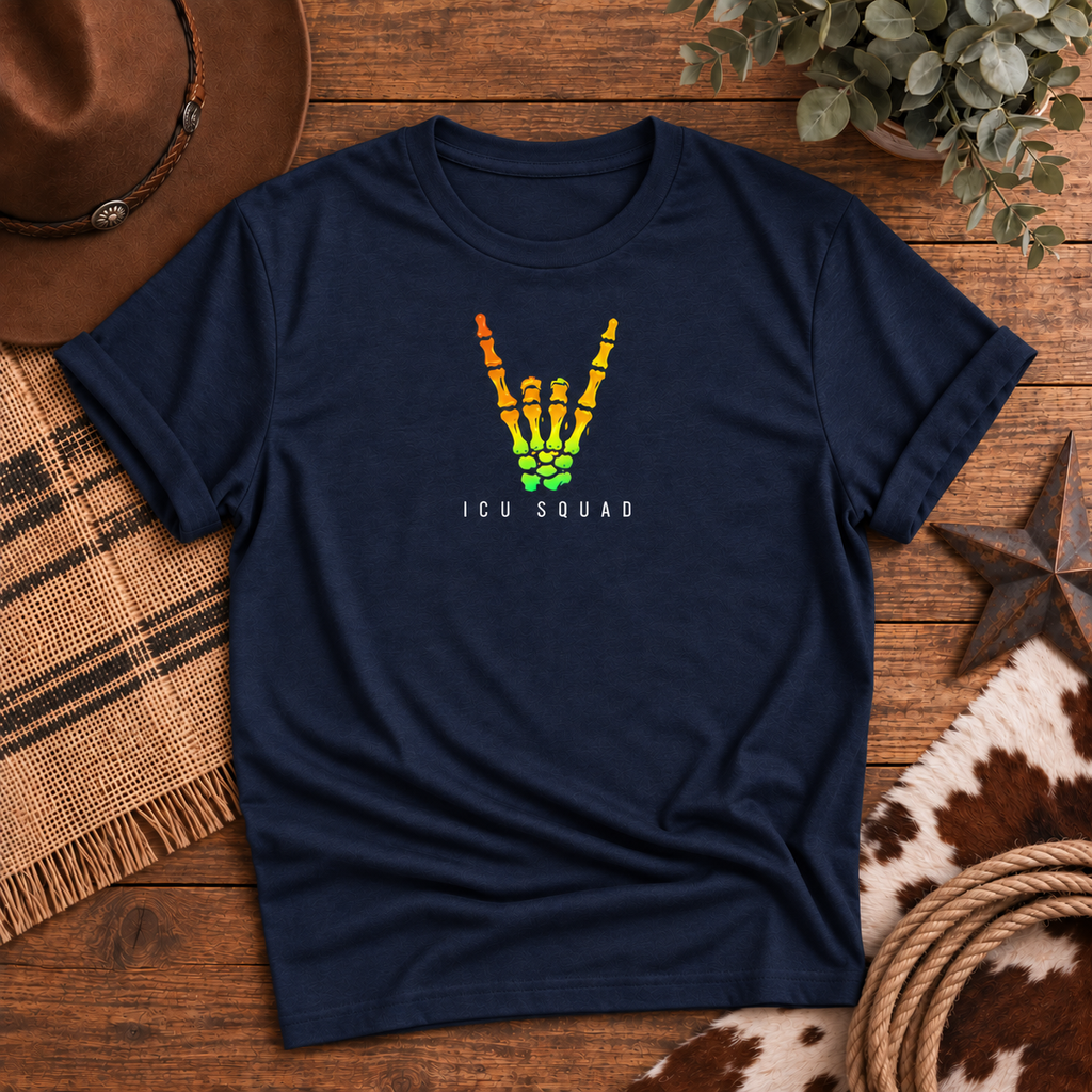 ICU Squad Skeleton Hand Unisex Tee | Halloween Critical Care Shirt