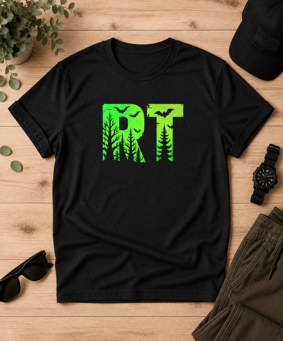 RT Halloween Forest Unisex Tee | Respiratory Therapist Spooky Bat Shirt | Minimalist RT Halloween T-Shirt