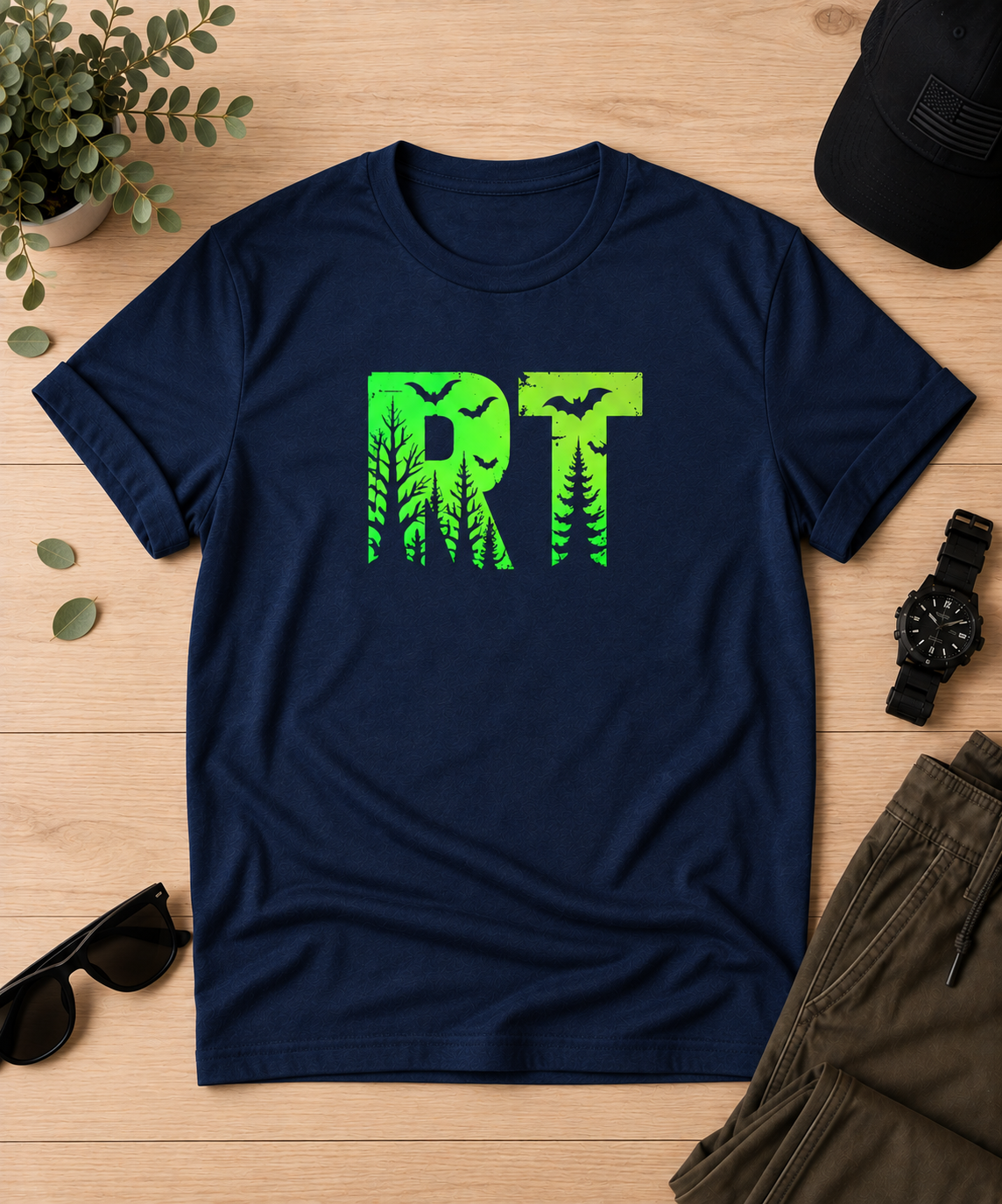 RT Halloween Forest Unisex Tee | Respiratory Therapist Spooky Bat Shirt | Minimalist RT Halloween T-Shirt