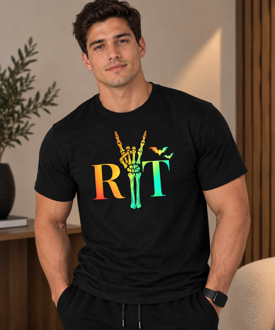 RT Skeleton Hand Halloween Unisex Tee | Respiratory Therapist Spooky Season Shirt