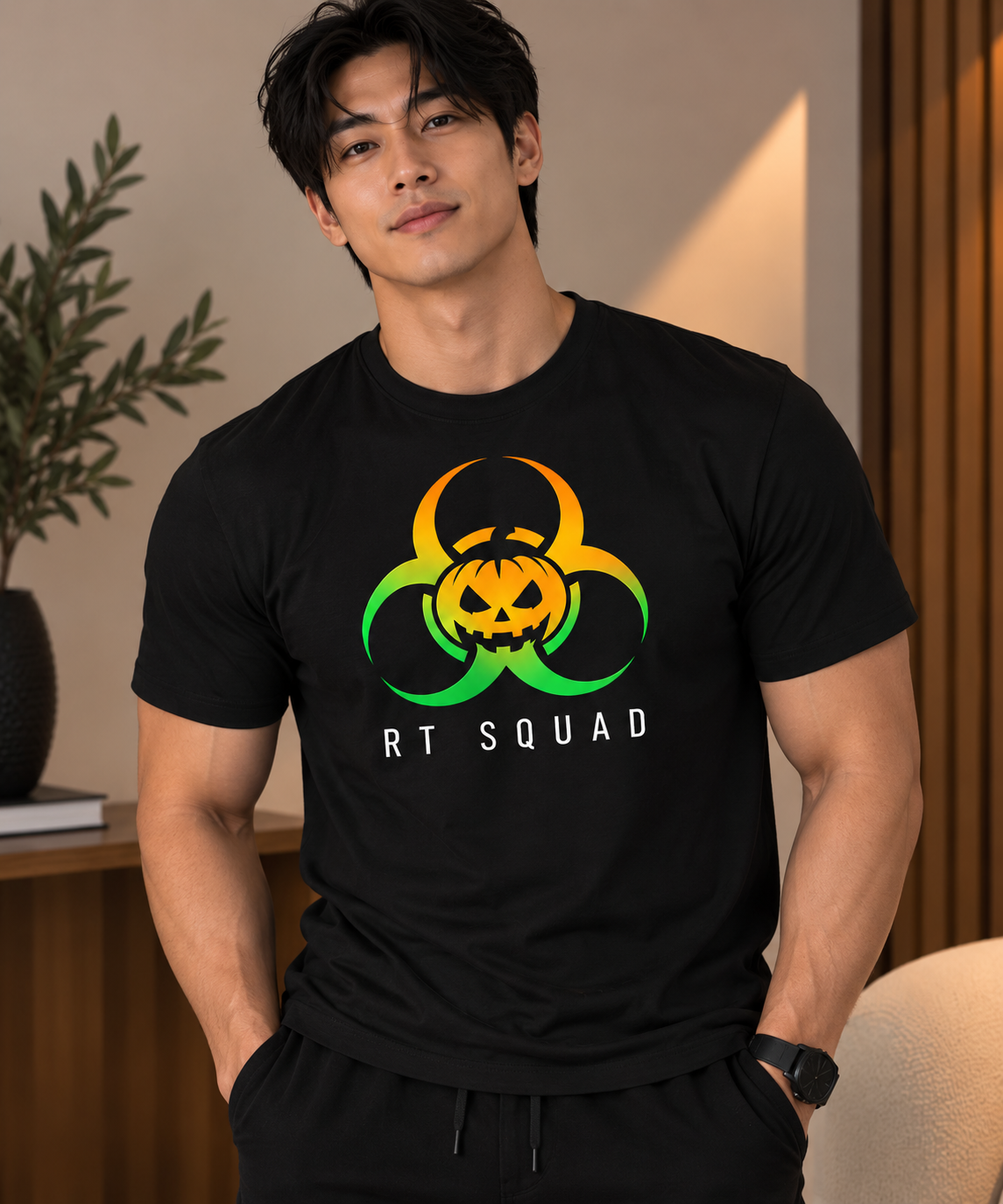 RT Squad Biohazard Pumpkin Halloween Unisex Tee | Respiratory Therapist Spooky Season Shirt