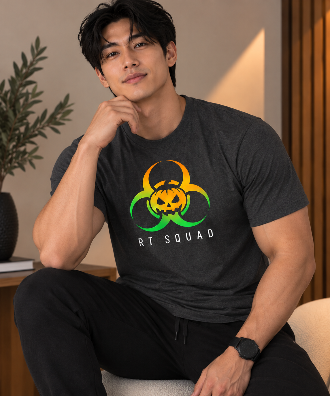 RT Squad Biohazard Pumpkin Halloween Unisex Tee | Respiratory Therapist Spooky Season Shirt