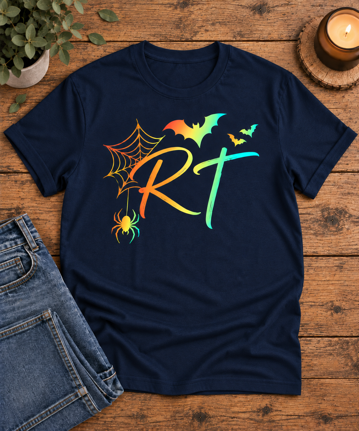 RT Halloween Spider Web & Bats Unisex Tee | Respiratory Therapist Halloween Shirt