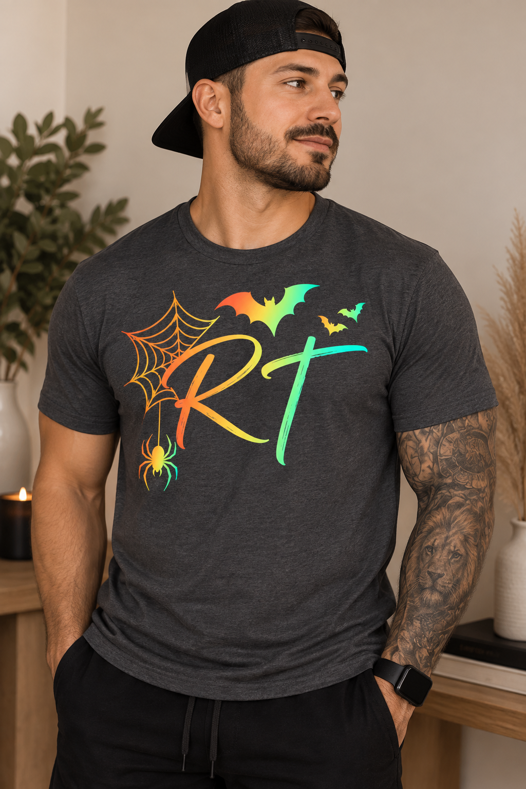 RT Halloween Spider Web & Bats Unisex Tee | Respiratory Therapist Halloween Shirt