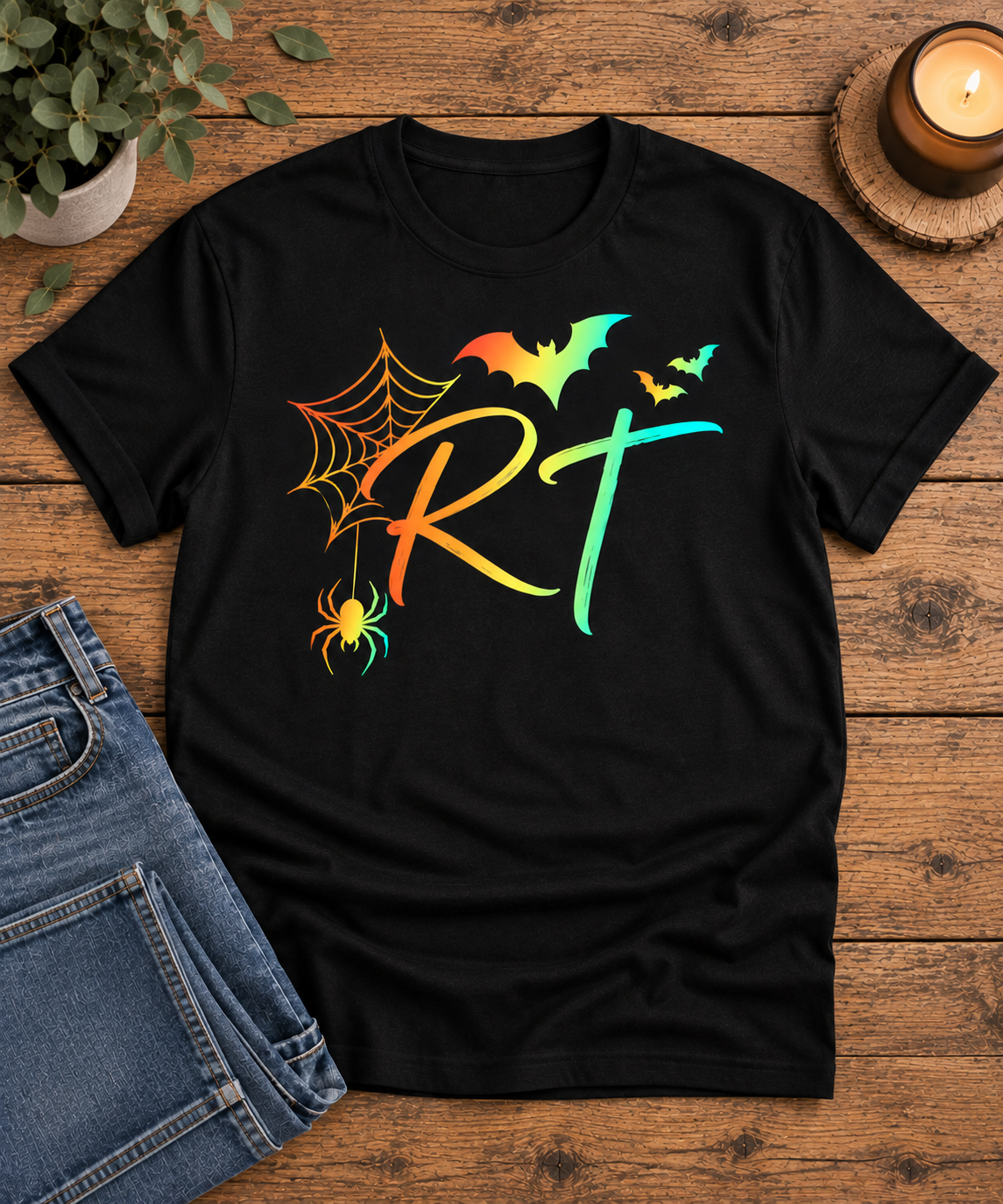 RT Halloween Spider Web & Bats Unisex Tee | Respiratory Therapist Halloween Shirt