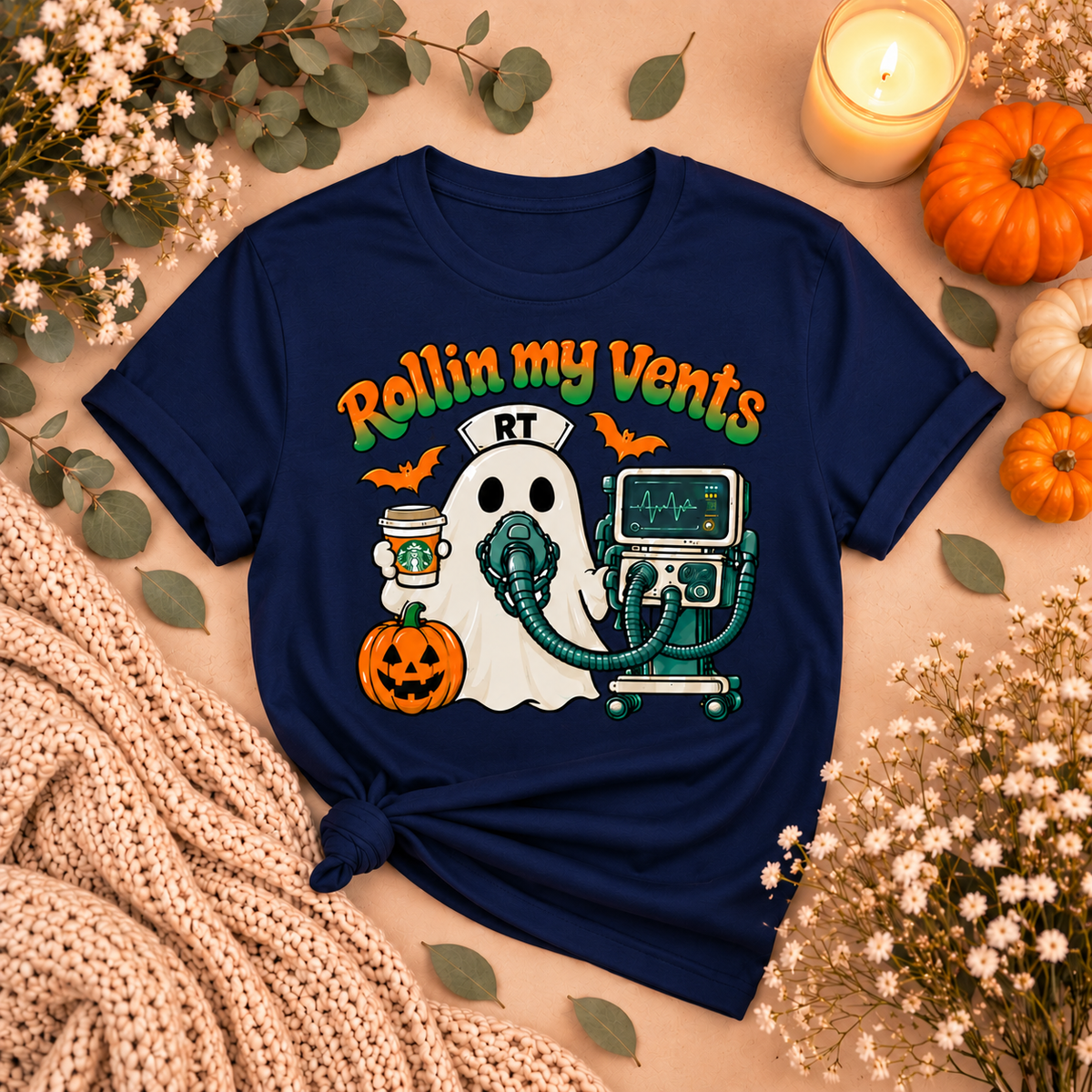 Rollin’ My Vents Respiratory Therapist Halloween Tee