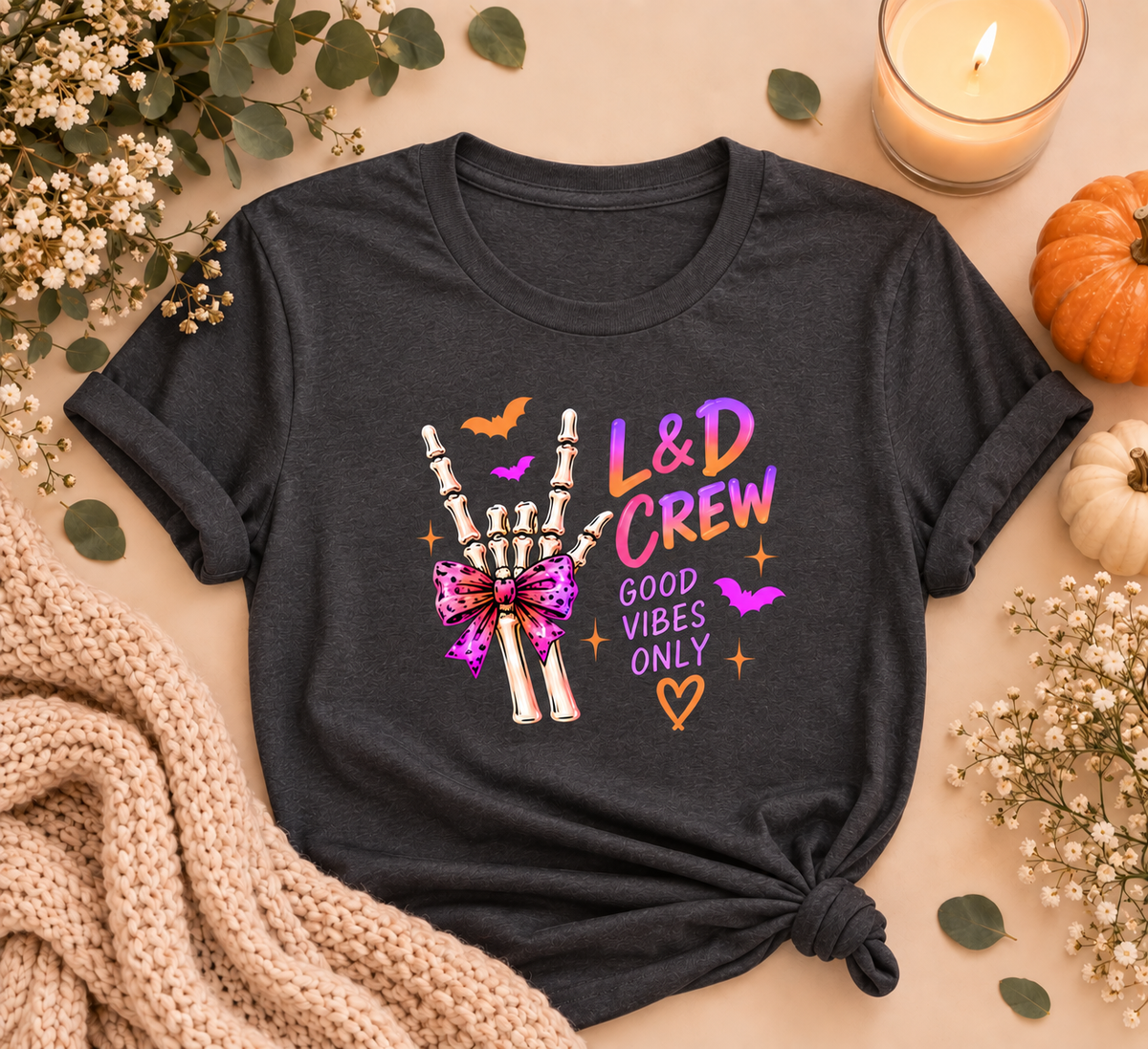 L&D Crew Good Vibes Halloween Tee – Labor & Delivery Nurse Shirt