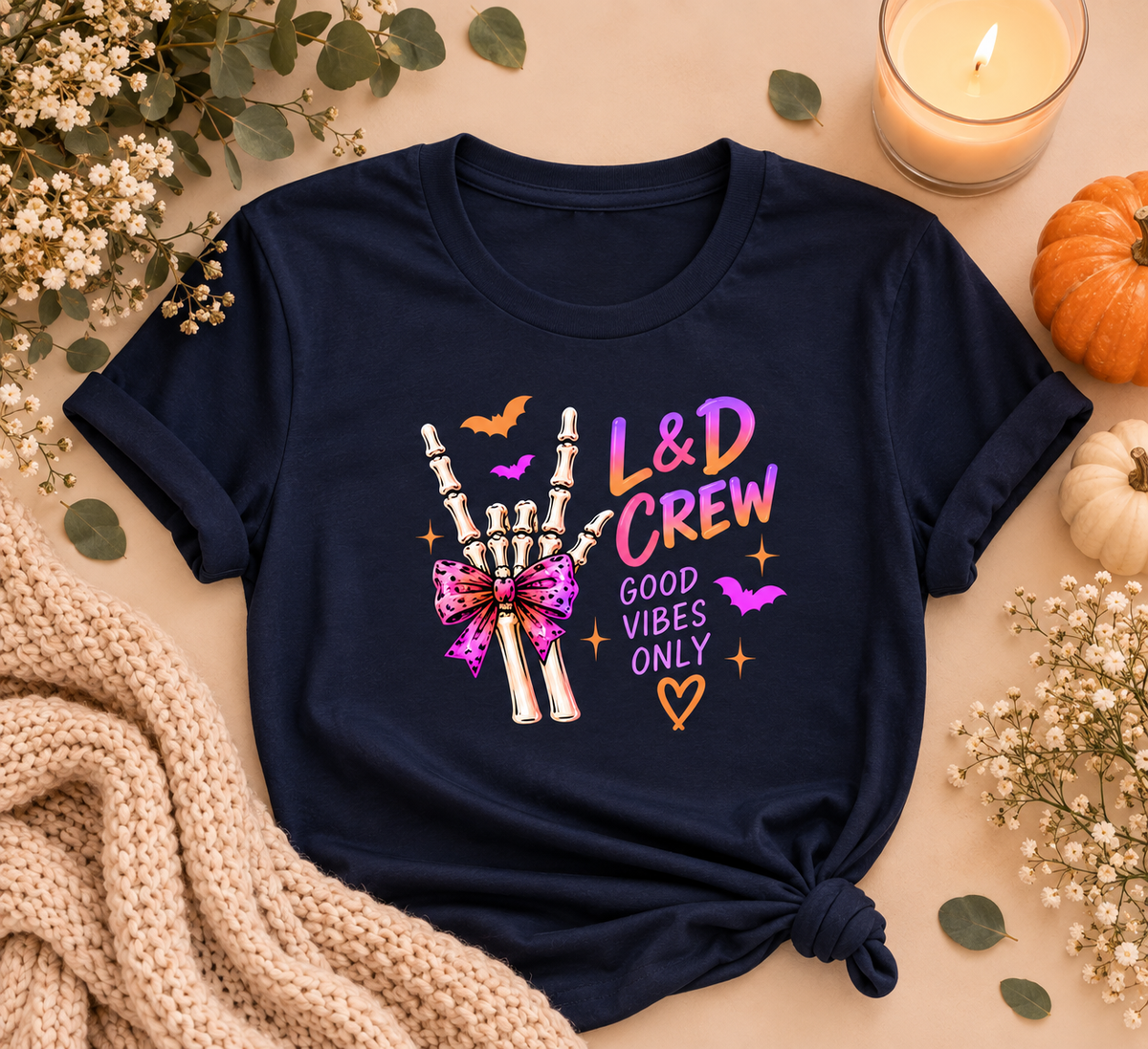 L&D Crew Good Vibes Halloween Tee – Labor & Delivery Nurse Shirt