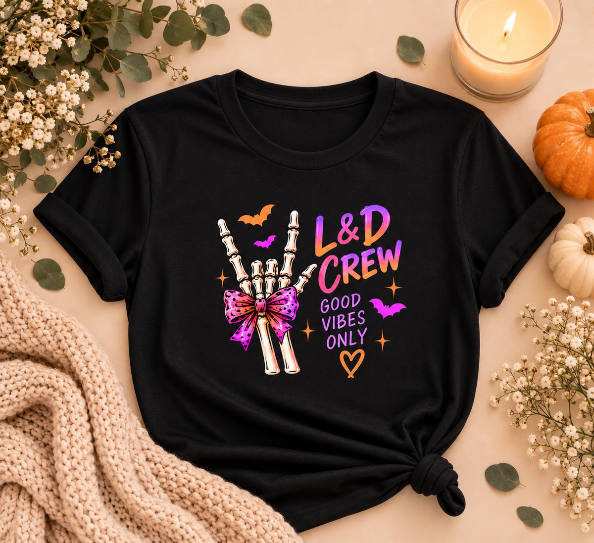 L&D Crew Good Vibes Halloween Tee – Labor & Delivery Nurse Shirt