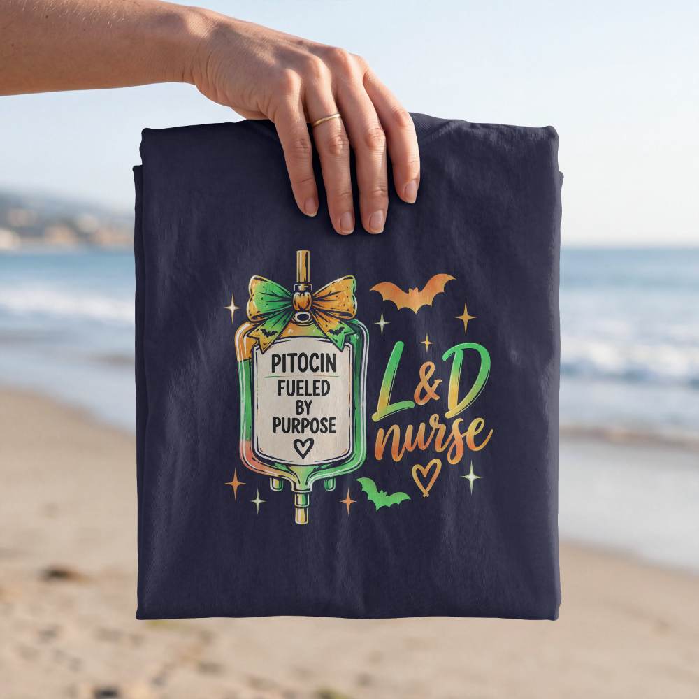 Pitocin Fueled by Purpose L&D Nurse Halloween Tee