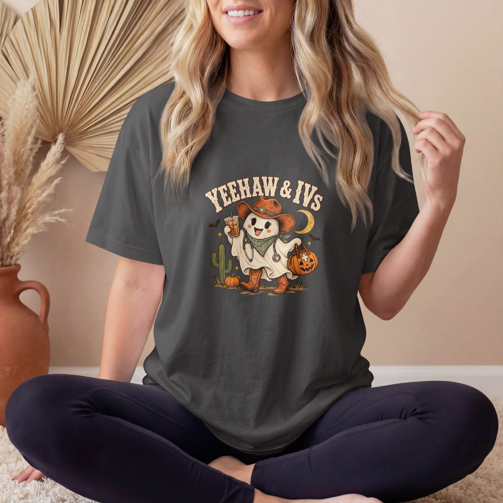 Yeehaw & IVs Western Halloween Healthcare Tee
