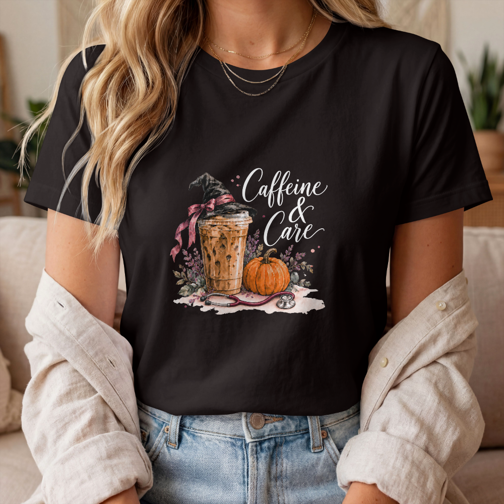 Caffeine & Care Halloween Healthcare Tee