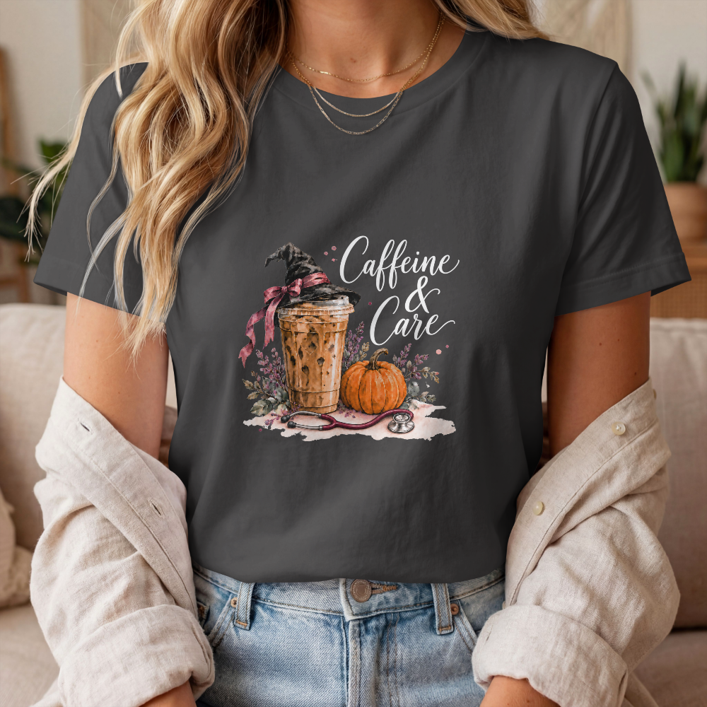 Caffeine & Care Halloween Healthcare Tee
