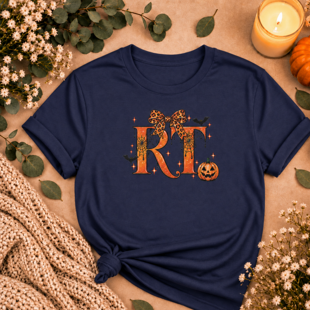 RT Respiratory Therapist Halloween Tee – Spooky Pumpkin Bow Shirt