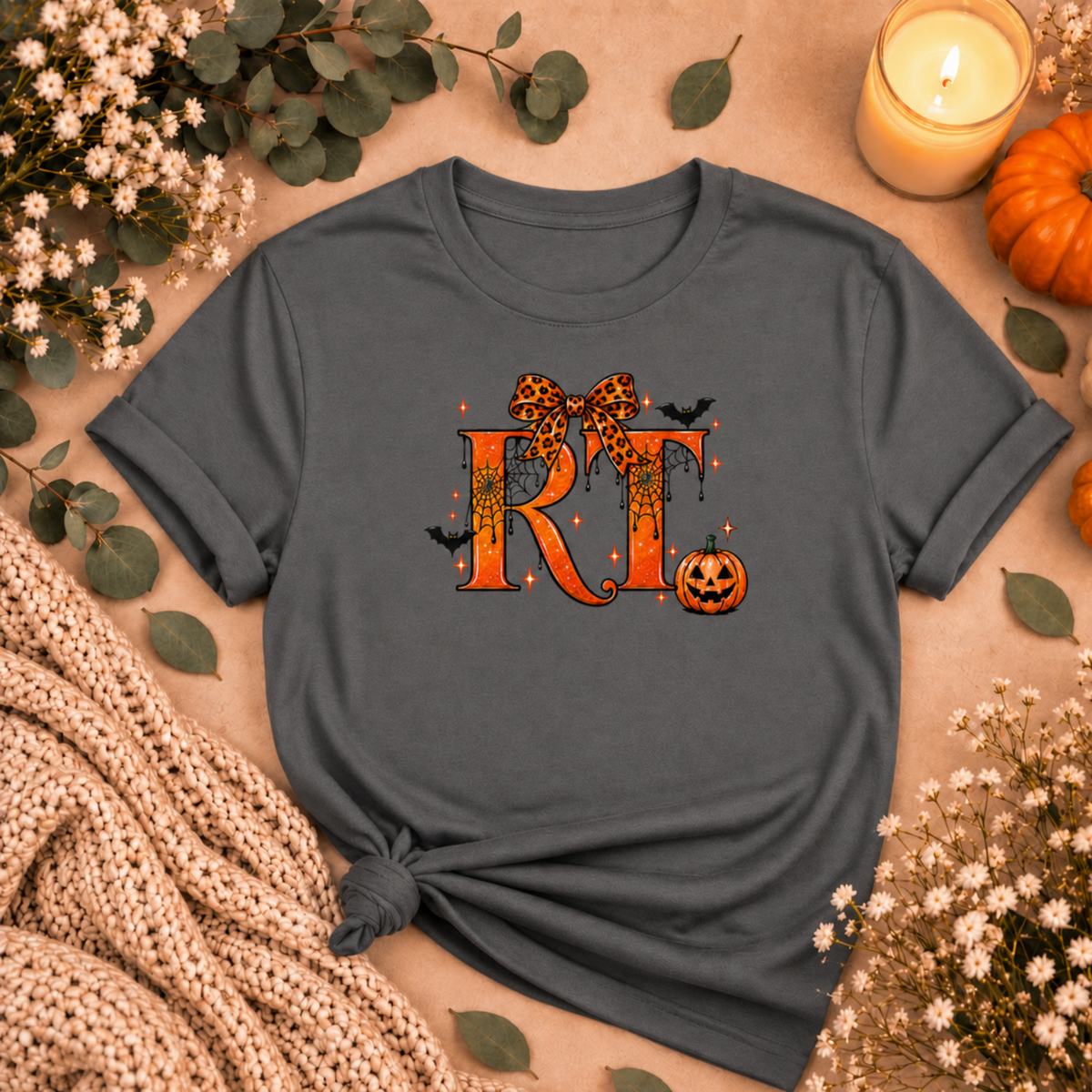 RT Respiratory Therapist Halloween Tee – Spooky Pumpkin Bow Shirt