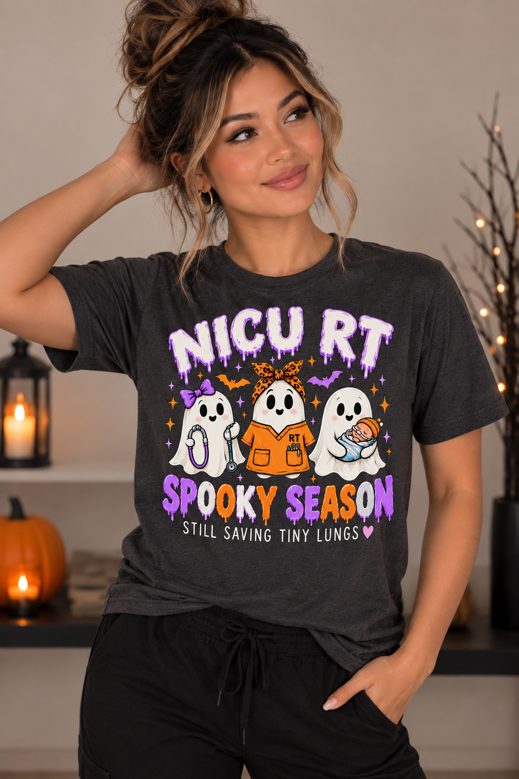 NICU RT “Still Saving Tiny Lungs” Spooky Season Halloween Tee