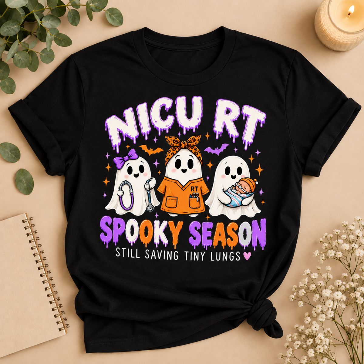 NICU RT “Still Saving Tiny Lungs” Spooky Season Halloween Tee