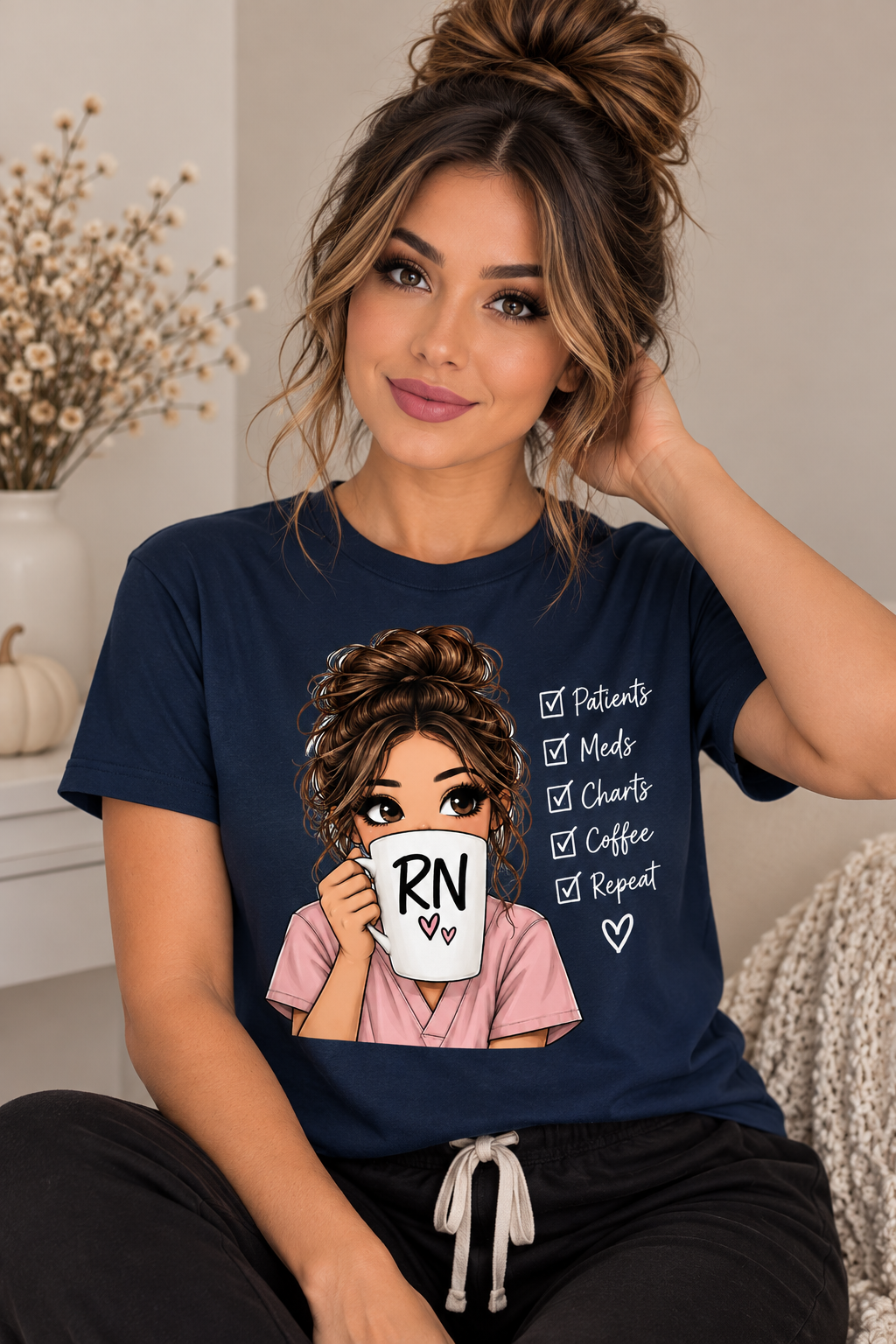 Patients, Meds, Charts, Coffee, Repeat RN Tee | Cute Nurse Shirt