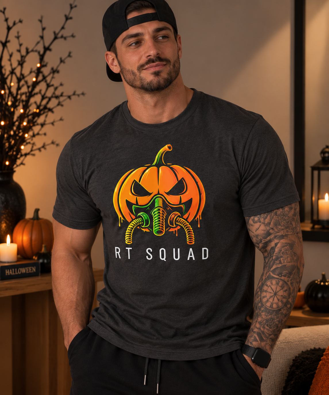 RT Squad Pumpkin Respirator Halloween Unisex Tee | Respiratory Therapist Spooky Season Shirt