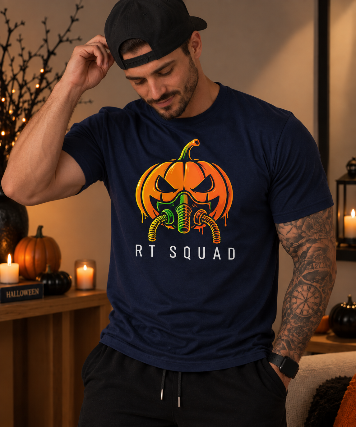 RT Squad Pumpkin Respirator Halloween Unisex Tee | Respiratory Therapist Spooky Season Shirt