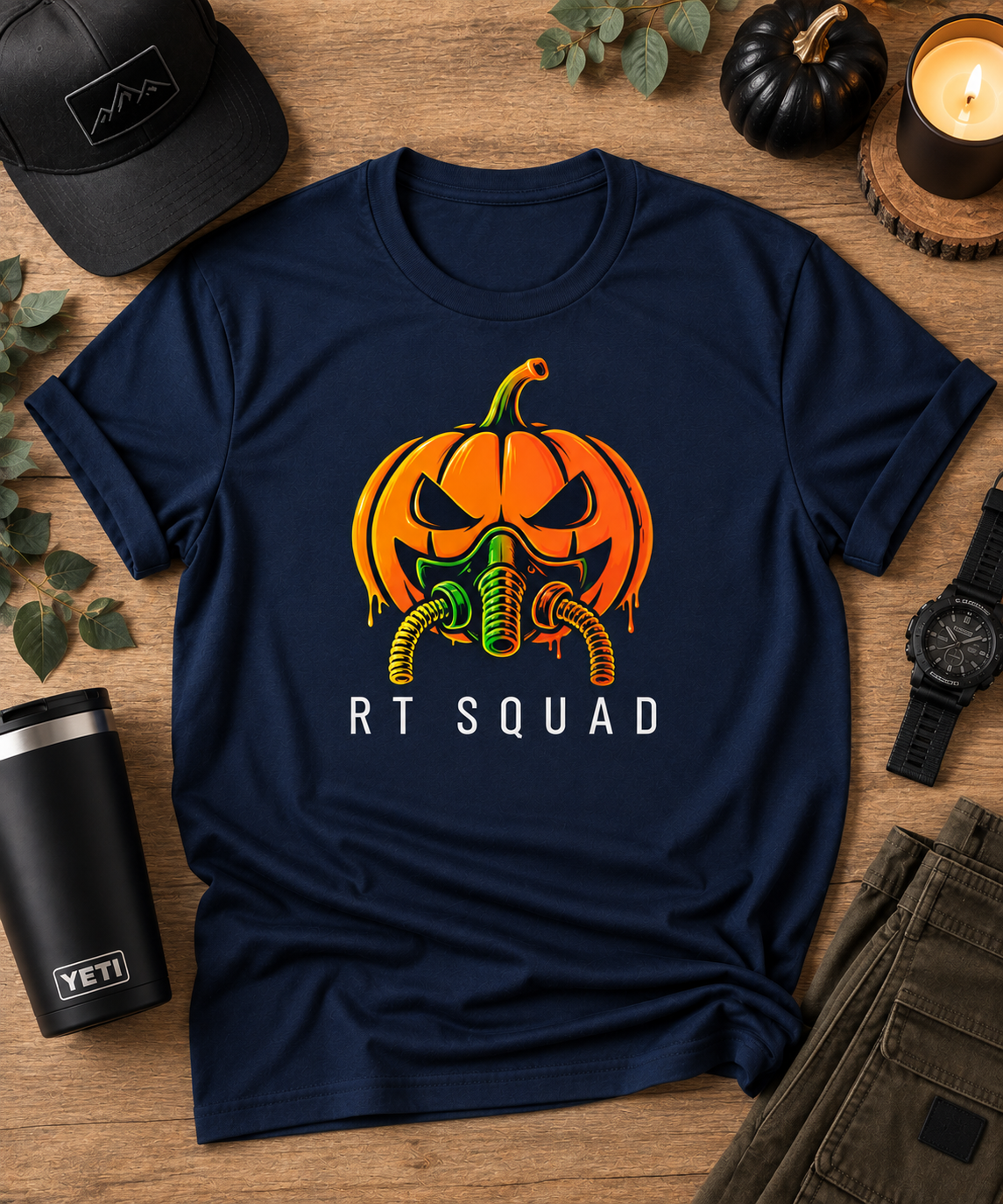RT Squad Pumpkin Respirator Halloween Unisex Tee | Respiratory Therapist Spooky Season Shirt