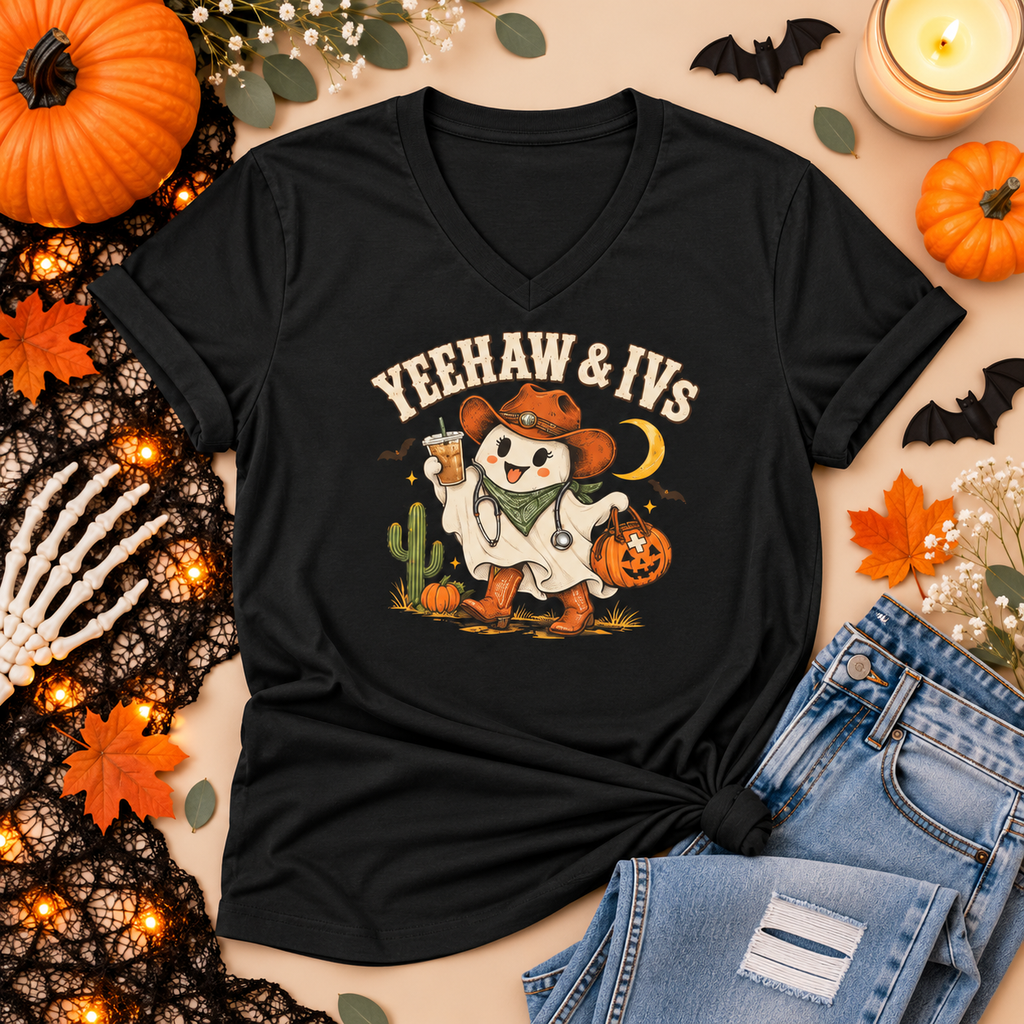 Yeehaw & IVs Western Halloween Healthcare Tee