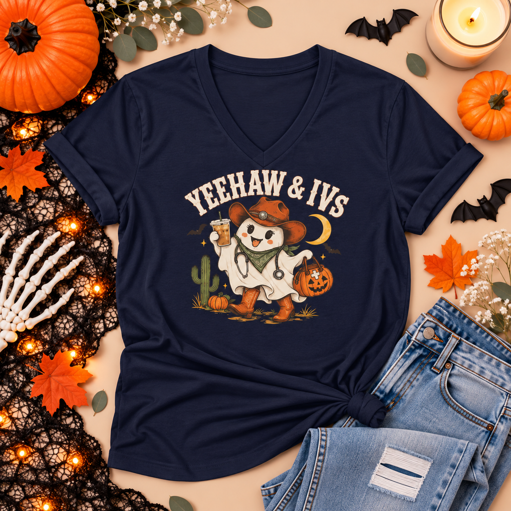 Yeehaw & IVs Western Halloween Healthcare Tee