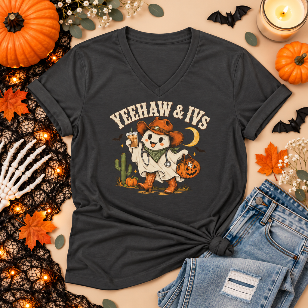 Yeehaw & IVs Western Halloween Healthcare Tee