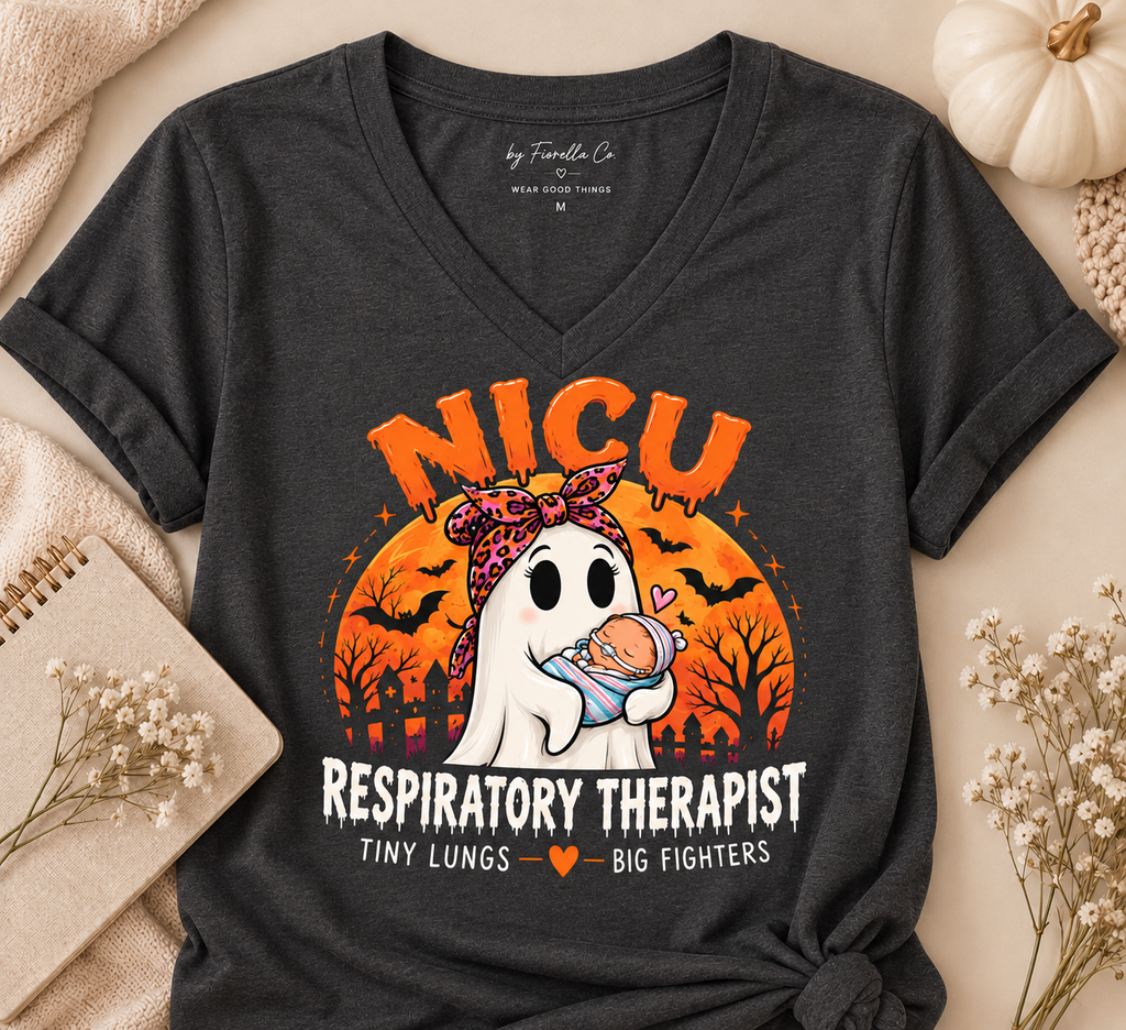 Tiny Lungs, Big Fighters NICU Respiratory Therapist Halloween Tee