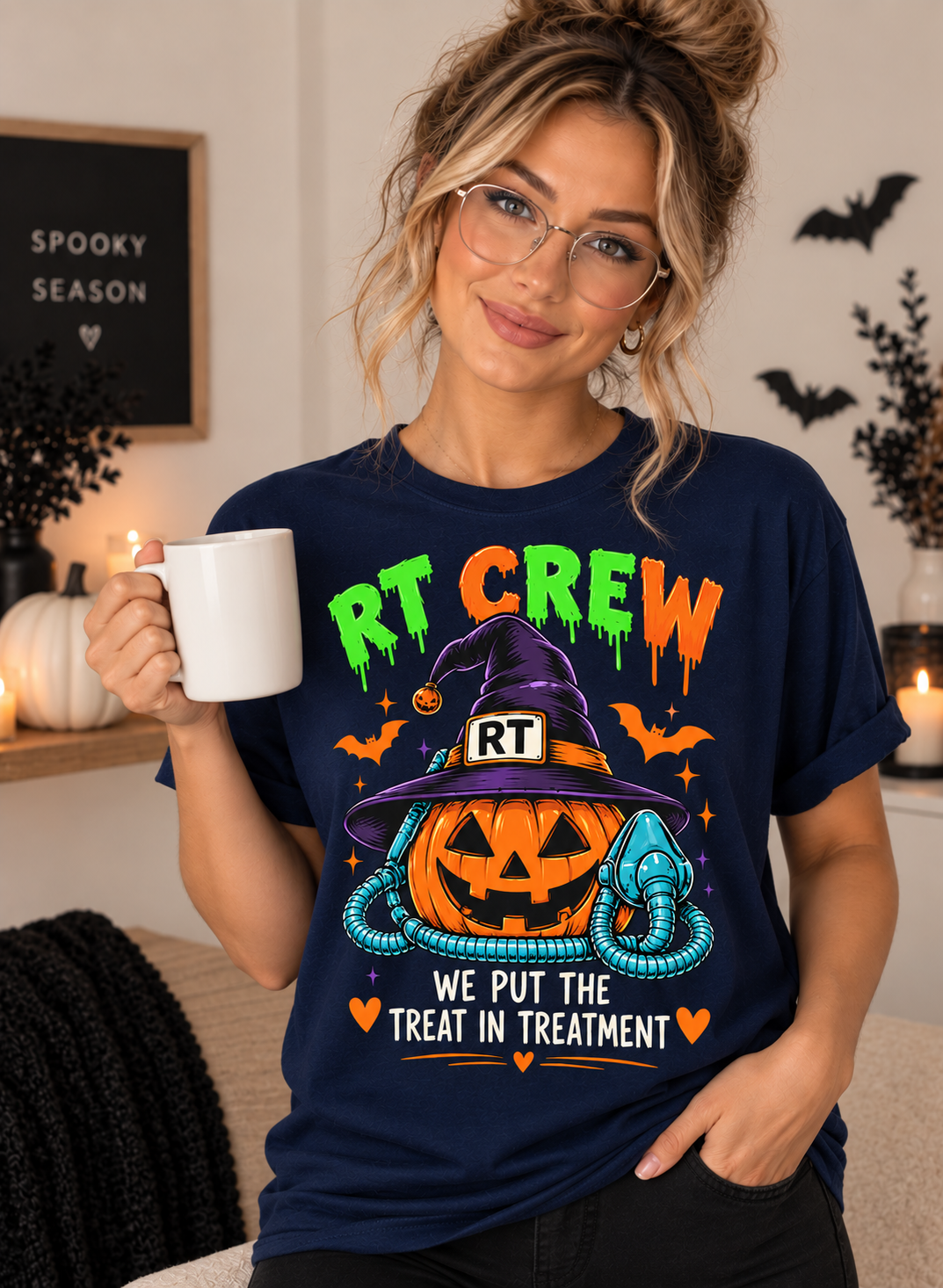 RT Crew Halloween Tee – “We Put the Treat in Treatment” Respiratory Therapist Shirt