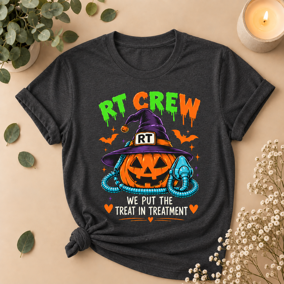 RT Crew Halloween Tee – “We Put the Treat in Treatment” Respiratory Therapist Shirt
