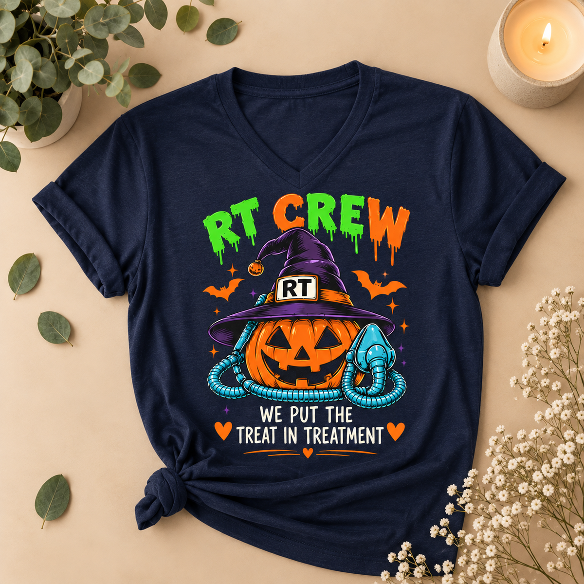 RT Crew Halloween Tee – “We Put the Treat in Treatment” Respiratory Therapist Shirt