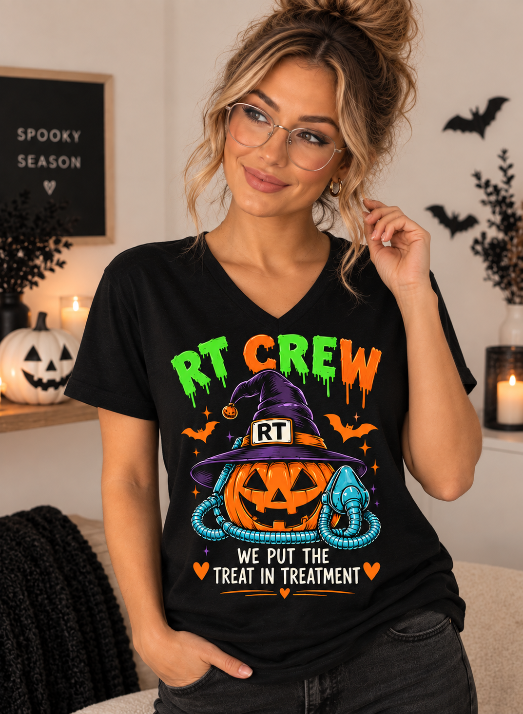 RT Crew Halloween Tee – “We Put the Treat in Treatment” Respiratory Therapist Shirt