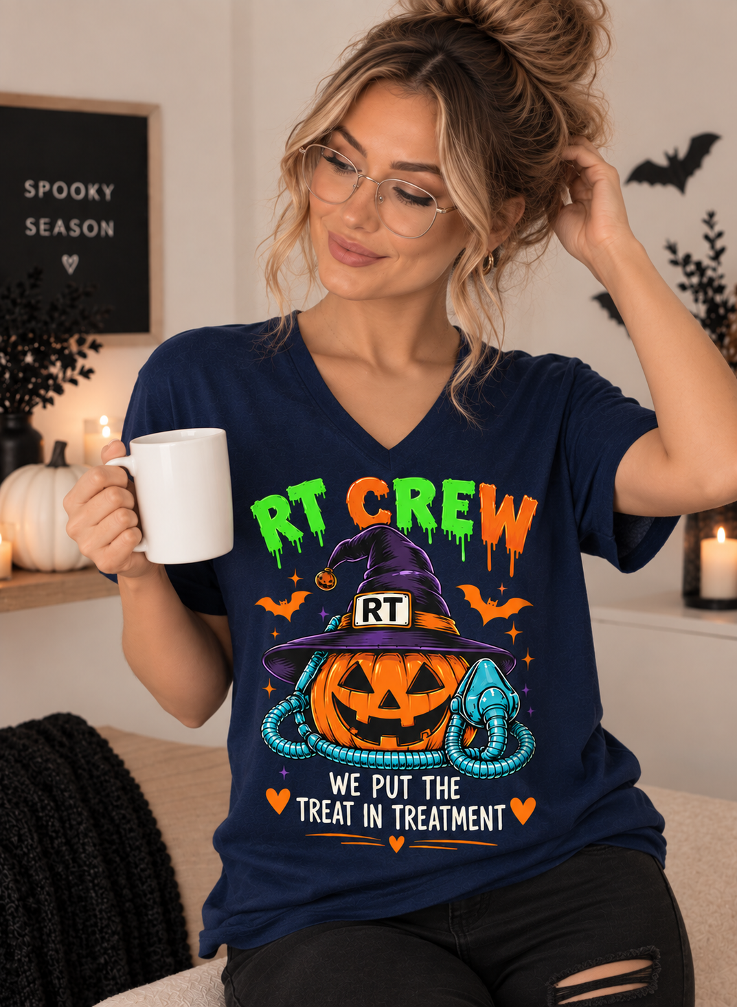 RT Crew Halloween Tee – “We Put the Treat in Treatment” Respiratory Therapist Shirt