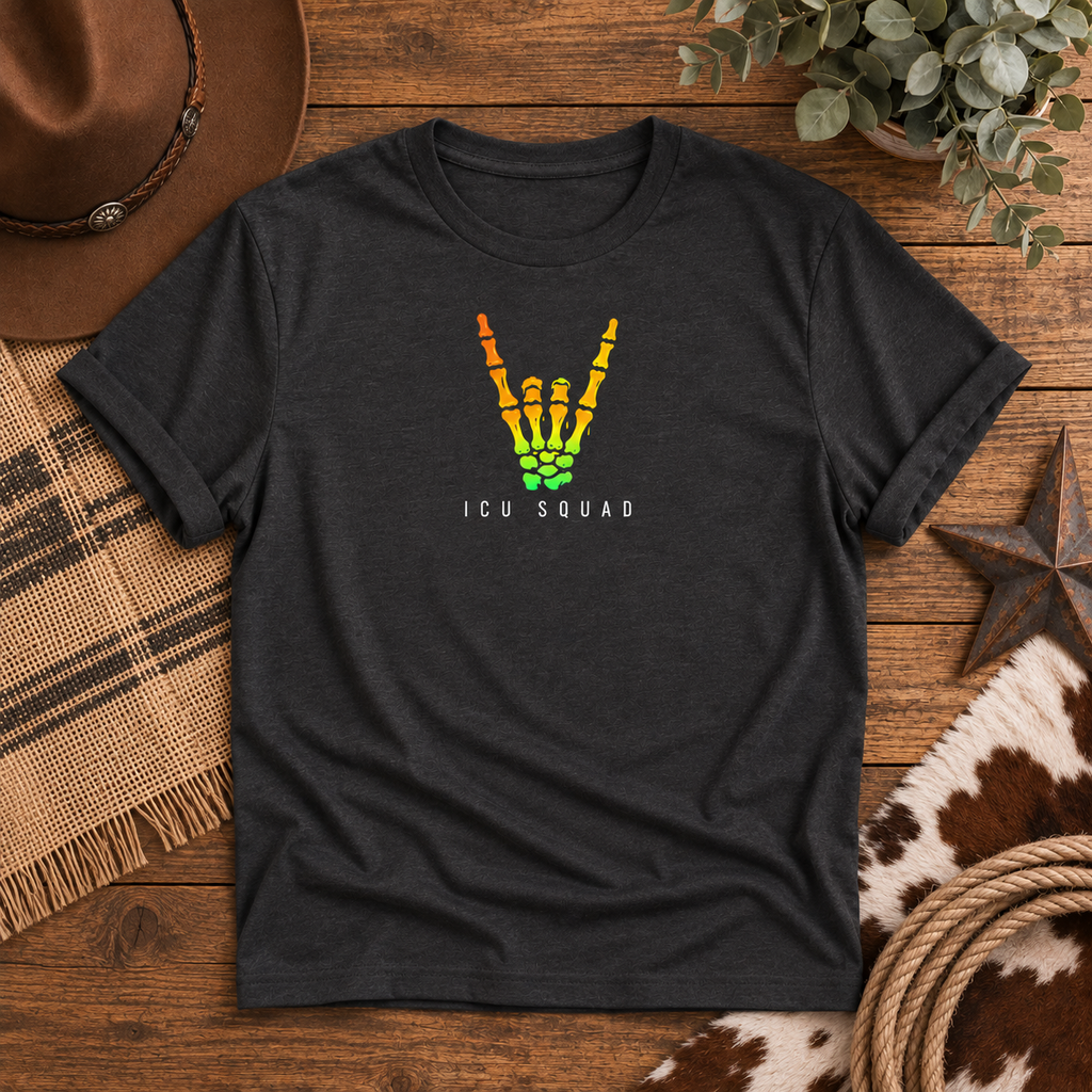ICU Squad Skeleton Hand Unisex Tee | Halloween Critical Care Shirt
