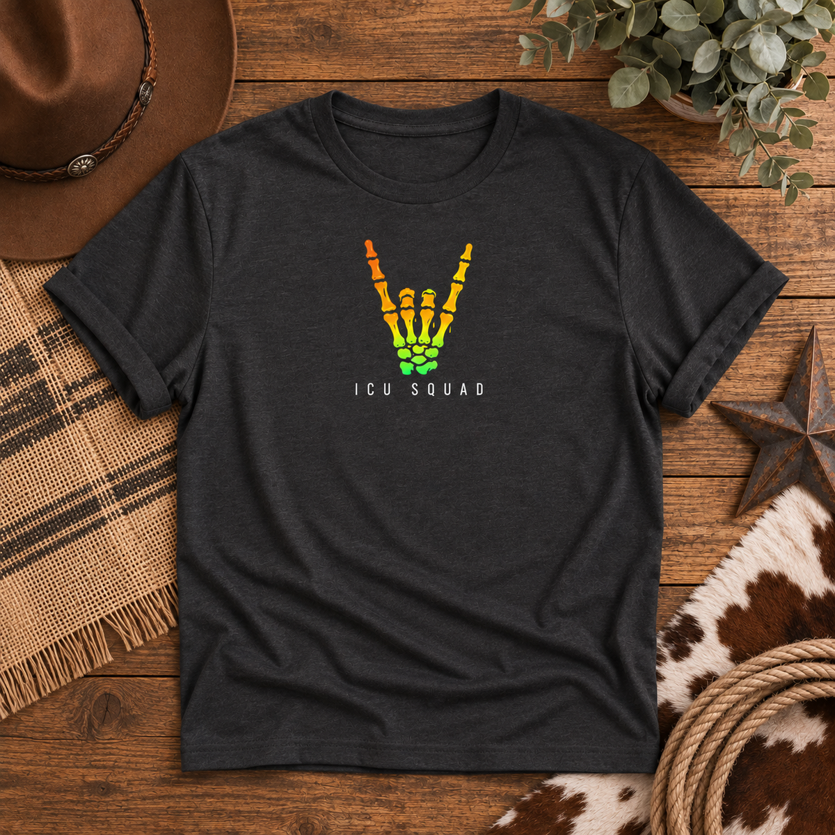 ICU Squad Skeleton Hand Unisex Tee | Halloween Critical Care Shirt